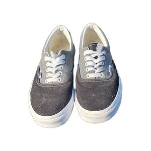 Vans Off The Wall ShoesBlack Gray Canvas Low Top Sneaker  Mens Size 9.5  W -11